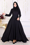 Black Wide-Hem Tail Dress - Nur Shop